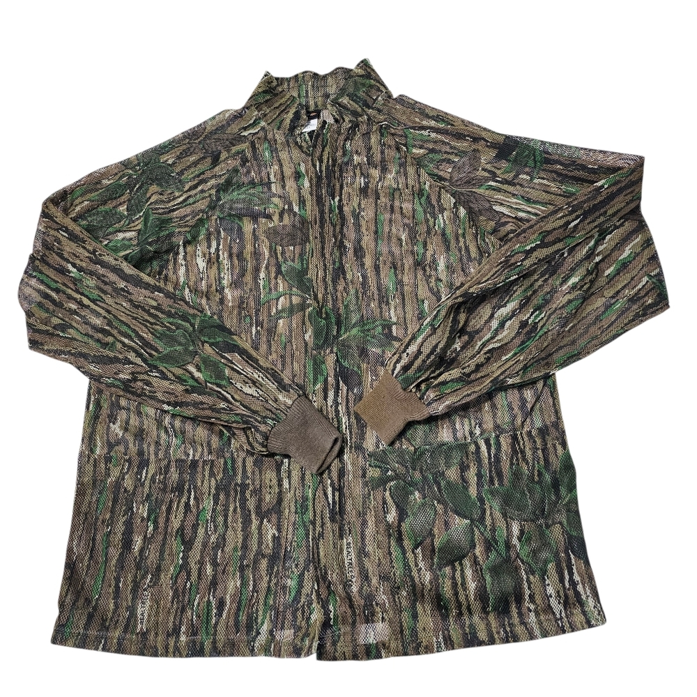 Vtg Rare Rattlers Brand Real Tree Mesh Camo Men's Hunting Jacket & Pants Size L - Picture 2 of 7